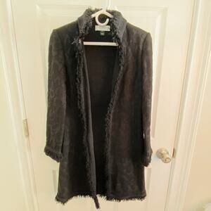St. John Collection Size 2 Black Rockstar Tweed Duster Fringe Jacket Classic EUC